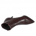 Bottines à bout pointu pour femmes en cuir marron avec elastique et fermeture éclair talon 7 - Pointures disponibles:  32, 42, 43, 44
