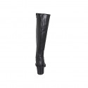 Woman's boot with zipper in black leather block heel 6 - Available sizes:  32