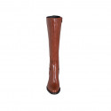 Woman's boot with zipper in cognac brown leather with heel 6 - Available sizes:  33, 42, 43