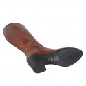 Bota para mujer con cremallera en piel cognac con tacon 6 - Tallas disponibles:  33, 42, 43