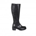 Bota para mujer con cremallera y punta redonda en piel negra tacon 5 - Tallas disponibles:  32, 33