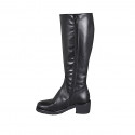 Bota para mujer con cremallera y punta redonda en piel negra tacon 5 - Tallas disponibles:  32, 33