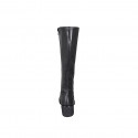 Bottes pour femmes avec fermeture éclair et bout rondu en cuir noir talon 5 - Pointures disponibles:  32, 33