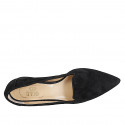 Mocasín a punta para mujer en gamuza negra tacon 2 - Tallas disponibles:  32, 42