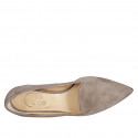 Mocassino a punta da donna in camoscio taupe tacco 2 - Misure disponibili: 32, 42, 45, 46