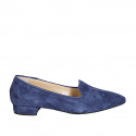 Mocassin à bout pointu pour femmes en daim bleu talon 2 - Pointures disponibles:  42, 45