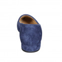 Woman's pointy mocassin in blue suede heel 2 - Available sizes:  42, 45