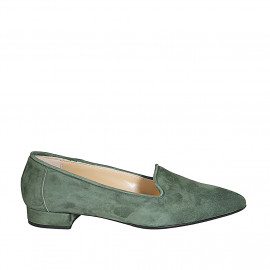 Mocassin à bout pointu pour femmes en daim vert talon 2 - Pointures disponibles:  44, 45