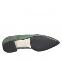 Mocassino a punta da donna in camoscio verde tacco 2 - Misure disponibili: 44, 45