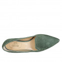 Woman's pointy mocassin in green suede heel 2 - Available sizes:  44, 45
