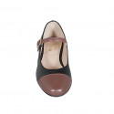 Mary Jane pour femmes avec bout rondu et courroie en cuir noir et marron talon 3 - Pointures disponibles:  33, 44