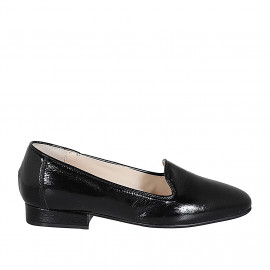 Woman's loafer in black patent leather heel 2 - Available sizes:  32, 33, 42