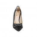 Woman's pump with chain and rhinestones in black leather heel 9 - Available sizes:  33, 34, 35