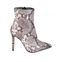 Botines a punta para mujer con cremallera en piel estampada multicolor tacon 10 - Tallas disponibles:  33, 42