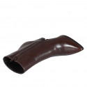 Botines a punta para mujer con cremallera en piel marron oscuro tacon 10 - Tallas disponibles:  42