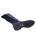 Bottes au genou pour femmes en daim et matériau élastique bleu talon 3 - Pointures disponibles:  34