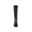 Woman's boot with elastic and zipper in black leather with heel 5 - Available sizes:  32