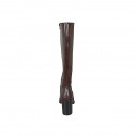 Woman's boot with squared tip, zipper and platform in brown leather heel 8 - Available sizes:  43