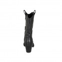 Woman's Texan boot with half zipper and embroidery in black leather heel 8 - Available sizes:  32, 33