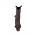 Bottes Texan pour femmes avec demi fermeture éclair et broderie en cuir marron talon 8 - Pointures disponibles:  32, 33, 34, 44