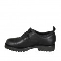 Woman's laced Oxford shoe in black leather with captoe heel 3 - Available sizes:  45
