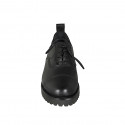 Scarpa Oxford stringata da donna in pelle nera con puntale tacco 3 - Misure disponibili: 45