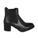 Bottines pour femmes avec elastiques en cuir noir talon 5 - Pointures disponibles:  35, 43, 45