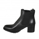 Stivaletto da donna con elastici in pelle nera con tacco 5 - Misure disponibili: 35, 43, 45