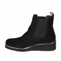 Bottines pour femmes avec elastiques en daim noir et cuir laminé gris talon compensé 4 - Pointures disponibles:  33, 35, 42