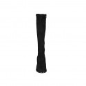 Woman's knee-high boot in black suede and elastic material with zipper heel 5 - Available sizes:  32, 34