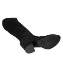 Stivale alto al ginocchio da donna in camoscio ed elasticizzato nero con cerniera tacco 5 - Misure disponibili: 32, 34