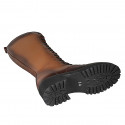 Bottes pour femmes avec lacets et fermeture éclair en cuir cognac talon 5 - Pointures disponibles:  43