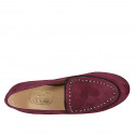 Mocasín para mujer con tachuelas en gamuza granate tacon 1 - Tallas disponibles:  32, 33, 34, 35, 45, 46