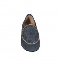 Mocassin pour femmes avec goujons en daim bleu talon 1 - Pointures disponibles:  32, 35, 42, 43, 46