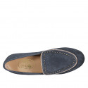 Mocasín para mujer con tachuelas en gamuza azul tacon 1 - Tallas disponibles:  32, 35, 42, 43, 46