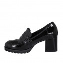 Mocasino para mujer en charol negro tacon 6 - Tallas disponibles:  43, 44
