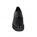 Woman's laced derby shoe in black brush-off leather heel 4 - Available sizes:  32, 35, 44, 45