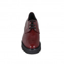 Chaussure derby à lacets pour femmes en cuir verni bordeaux talon 4 - Pointures disponibles:  32, 33, 44