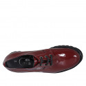 Zapato derby con cordones para mujer en charol granate tacon 4 - Tallas disponibles:  32, 33, 44
