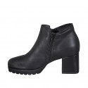 Stivaletto da donna in pelle nera con cerniere tacco 6 - Misure disponibili: 33, 45