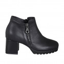Bottines pour femmes en cuir noir avec fermetures éclair talon 6 - Pointures disponibles:  33, 45