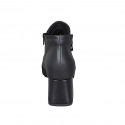 Woman's ankle boot in black leather with zippers heel 6 - Available sizes:  33, 45