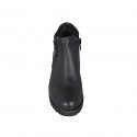Bottines pour femmes en cuir noir avec fermetures éclair talon 6 - Pointures disponibles:  33, 45
