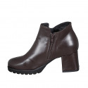 Bottines pour femmes en cuir marron avec fermetures éclair talon 6 - Pointures disponibles:  35, 42, 43, 45