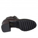 Bottines pour femmes en cuir marron avec fermetures éclair talon 6 - Pointures disponibles:  35, 42, 43, 45