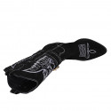 Bota tejana para mujer con media cremallera, hebilla en estras y bordado blanco en gamuza negra tacon 5 - Tallas disponibles:  32, 33, 34