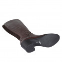 Bota para mujer con cremallera y elastico en piel marron tacon 6 - Tallas disponibles:  42