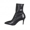 Stivaletto a punta da donna in pelle ed elasticizzato nero tacco 7 - Misure disponibili: 33, 42, 43