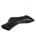 Woman's pointy ankle boot in black leather and elastic material 7 - Available sizes:  33, 42, 43