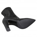 Stivaletto a punta da donna in pelle ed elasticizzato nero tacco grosso 10 - Misure disponibili: 32, 42